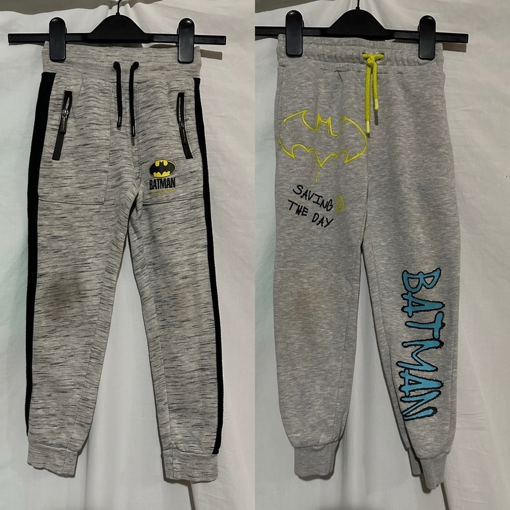 2 pair Gray Batman Kids Jogger Pants size 6/7